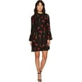 thumbnail image 3 of Vince Camuto Robe Évasée Botanique à Col Rabattu pour Femmes, Noir Riche, Taille Unique 14, 3 of 5