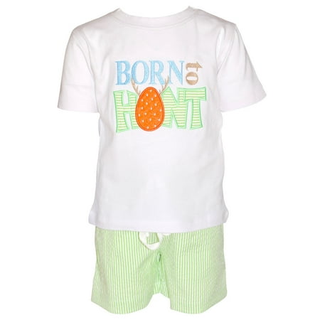 Boys Born To Hunt Easter Eggs Outfit (7, Green)