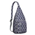 thumbnail image 1 of Striped & Checkered Fusion Sling Backpack - Unique Pattern Crossbody Bag, Stylish Pack for Urban Explorers, 1 of 4