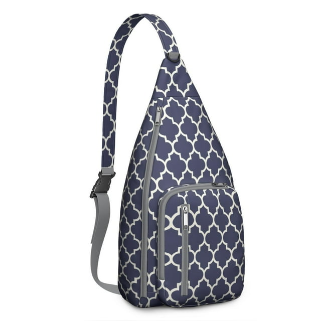 Striped & Checkered Fusion Sling Backpack - Unique Pattern Crossbody Bag, Stylish Pack for Urban Explorers