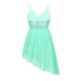 thumbnail image 2 of Yruioon Girls Spaghetti Straps Ballet Dance Dress Gymnastic Leotard Overlay Lyrical Dress Party Wear Light Green 7-8, 2 of 7