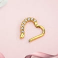 thumbnail image 4 of 16 Gauge Gemmed Daith Earrings for Right Ear 16g Daith Piercing Jewelry 8mm Gold Plated Surgical Steel Heart Shaped, 4 of 5