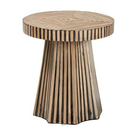 Baxton Studio Devika Round Bamboo End Table in Natural and Dark Brown