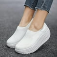 thumbnail image 6 of CaComMARK PI Womens Shoes Clearance Casual Platform Low Wedge Ankle Shoes Wide Width Comfy Slip ons Sneakers Mother's Day Gifts Cheapest Items on Sale White, 6 of 8