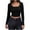 Black, variant on Plebaso Women's Crop Tops Ribbed Long Sleeve T Shirts Square Neck Slim Going out Shirts for Women