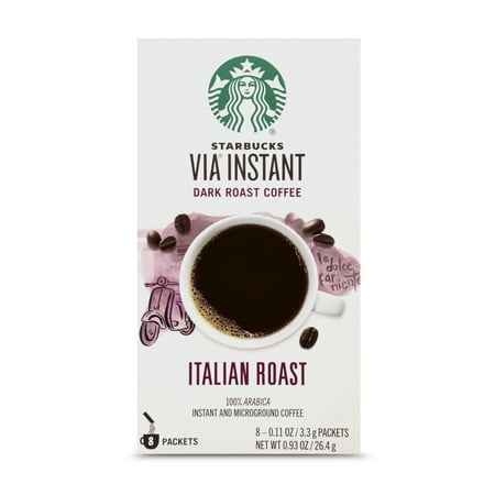 Starbucks VIA Instant Italian Roast Dark Roast Coffee (1 box of 8 (Best Tea To Replace Coffee)