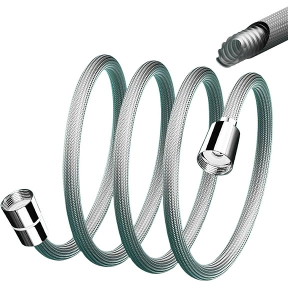 Upgraded Explosion-proof Braided Shower Hose - Anti-leak, Shower Hose Extra Long, Shower Curtain Head Hoses Replacement for Cleaning (Silver,78in/2m)