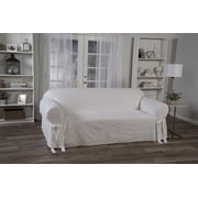 Cotton Duck One Piece Sofa Slipcover in White