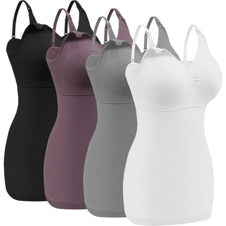 3 Pack Maternity Nursing Tank Tops for Breastfeeding Womens Nursing Maternity Cami Built in Bra Sleep Bra S