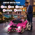 thumbnail image 3 of Dodge Electric Ride on Cars for Kids, 24V Licensed Dodge Durango Powered Ride on Toy with Parent Remote Control, Electric Car Vehicle for Girls 3-6 w/Music Player/LED Light/Safety Belt, Pink, 3 of 12