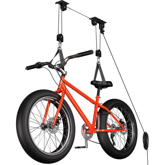 CozyNestFinds Bike Hoist, Heavy Duty Bike Pulley System for Garage Ceiling Bicycle Hanger, Bike Lift Overhead Storage Holds Up to 85 lbs Capacity, Fit 10-16 Foot Ceilings, Black