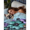thumbnail image 3 of Spring Purple Flowers Twim Size Flat Sheet, Wrinkleproof & Fadeproof Cooling Flat Bed Sheet Only, Floral Mottled Teal Wall Retro Breathable Soft Bedding Top Sheets 66 x 96 Inches, 3 of 8