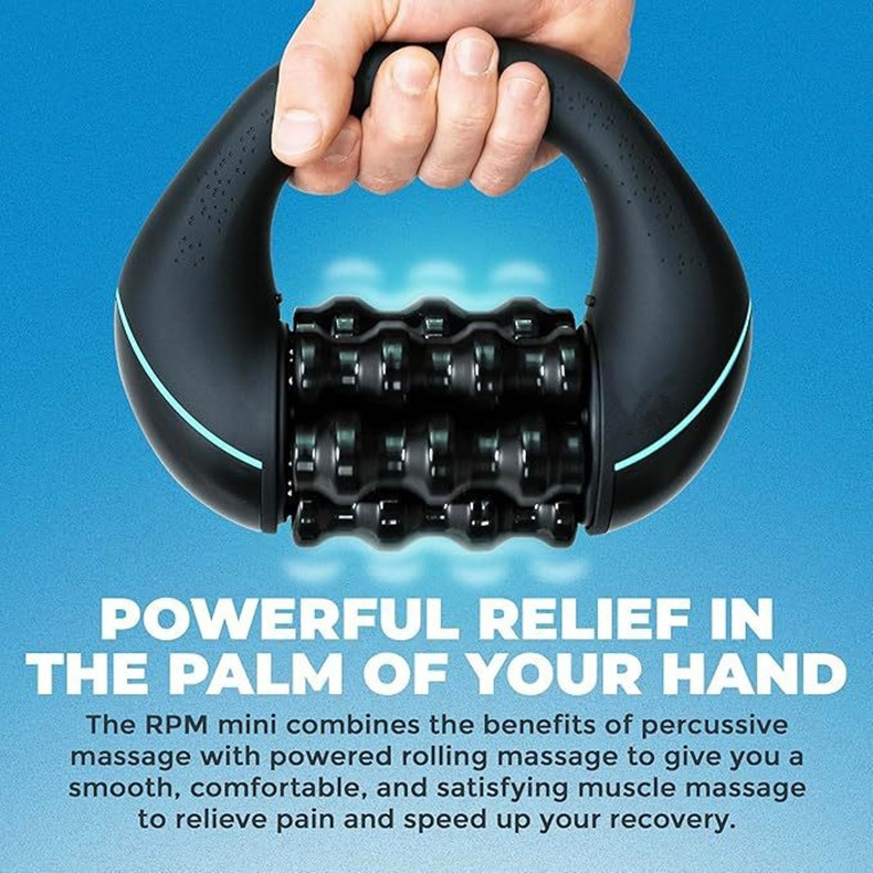 RPM Mini 2-in-1 Massage Gun - Percussion and Rolling Muscle Massager for Full Body, 3-Speed, Rechargeable, Handheld Deep Tissue Relief for Shoulders, Legs, Arms