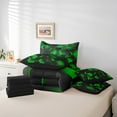 thumbnail image 4 of Erosebridal Chic Geometry Bedding Twin Size, Neon Green Bed Set, Honeycomb Stripe Reversible Bedding Sets Twin Size, Microfiber Bedroom Decorative, 7pcs, 4 of 6