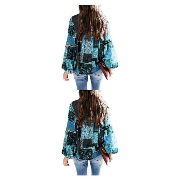 Camisa de mujer poliéster cuello plisado Minnieouse bohemia Verde S CBP137703