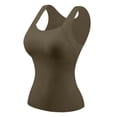 thumbnail image 4 of GILIGEGE Womens U Neck Shapewear Built-in Bra Tank,High Strechy Sleeveless Slim Fit Tops Camisole Workout Tops,Wide Strap Crop Tops,Padded Casual Athletic Yoga Activewear Shirts Green 3XL, 4 of 5