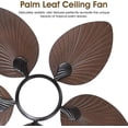 thumbnail image 4 of YIOSI 44" Tropical Palm Leaf Ceiling Fan with LED Lights, Remote/APP Control, Quiet Reversible Motor, Dimmable Lighting, Indoor/Outdoor Ceiling Fans for Patios, Porches, Bedrooms - Brown, 4 of 11