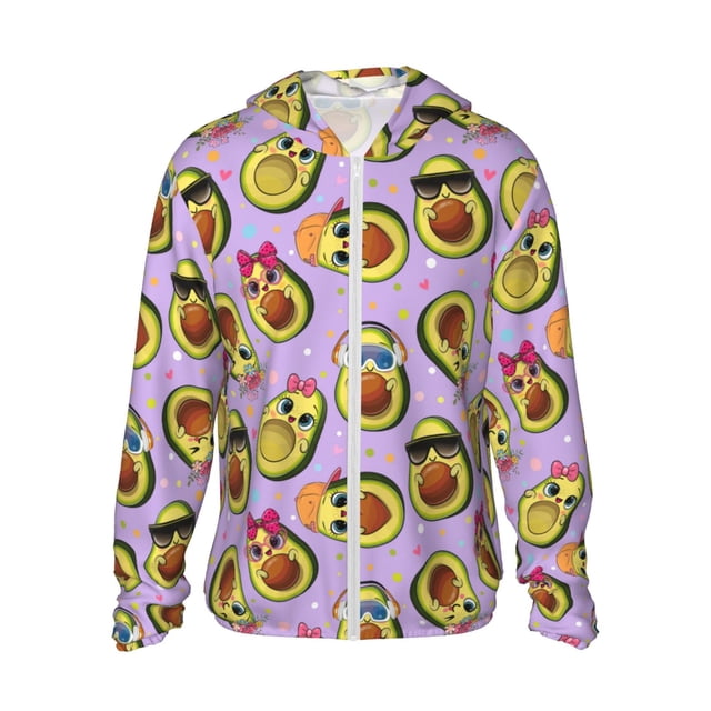 Balery Cartoon Avocados Sudadera ligera de manga larga con capucha y protección solar UPF 50+ para hombre y mujer, ideal para pesca y running-XX-Large