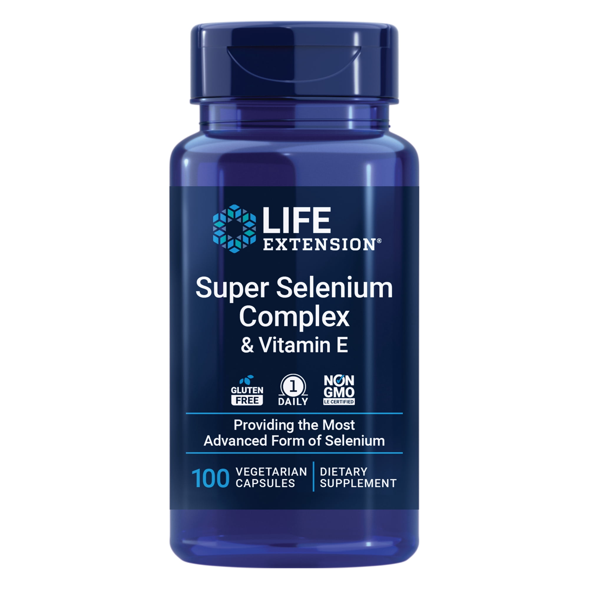 Life Extension Super Selenium Complex, 200 mcg – 3 Forms of Selenium, Vitamin E – Cellular Health & Longevity Support – Gluten-Free, Non-GMO, Vegetarian, 1 Daily – 100 Capsules