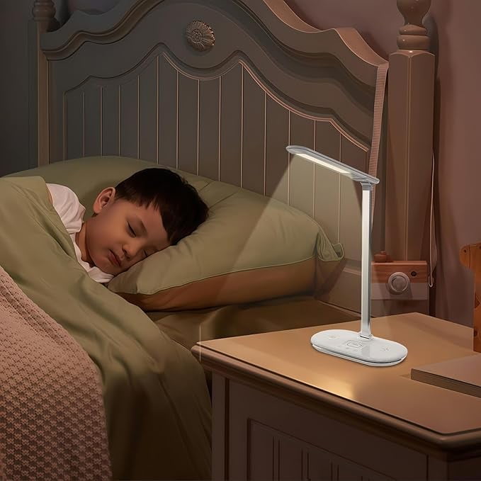 LED Desk Lamp 3 in 1 Table Lamp for Home Office, Multifunctional Desk Light with Touch Control 3 Lighting Eye-Caring Modes Study Night Light for Bedroom