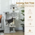 thumbnail image 3 of 53" Cat Tree Scratching Large Kitten Play House Multi-Level Activity Center Pet Furniture, Grey, 3 of 6