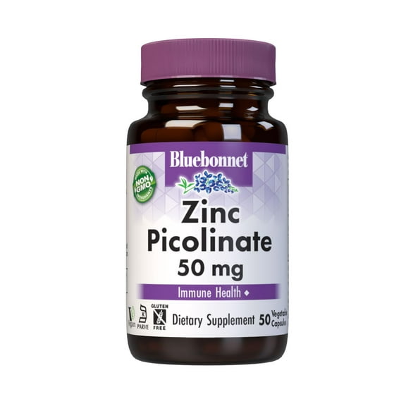 Bluebonnet Zinc Picolinate 50mg Hormonal Immune & Prostate Health*, 50 Vegetable Capsules
