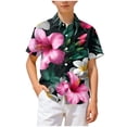 thumbnail image 4 of Xudanell Boys Hawaiian Shirt Kids Tropical Aloha Shirt Button Down Short Sleeve Beach Summer Luau Party Shirt 7-14 (12-13 Years,Hot Pink), 4 of 6