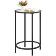 Alden Design Round Metal End Table with Glass Top, Black