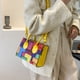 thumbnail image 1 of Bolso Bolso de hombro geométrico colorido para mujer Bolso de cuero Tote Satchel (Amarillo), 1 of 5