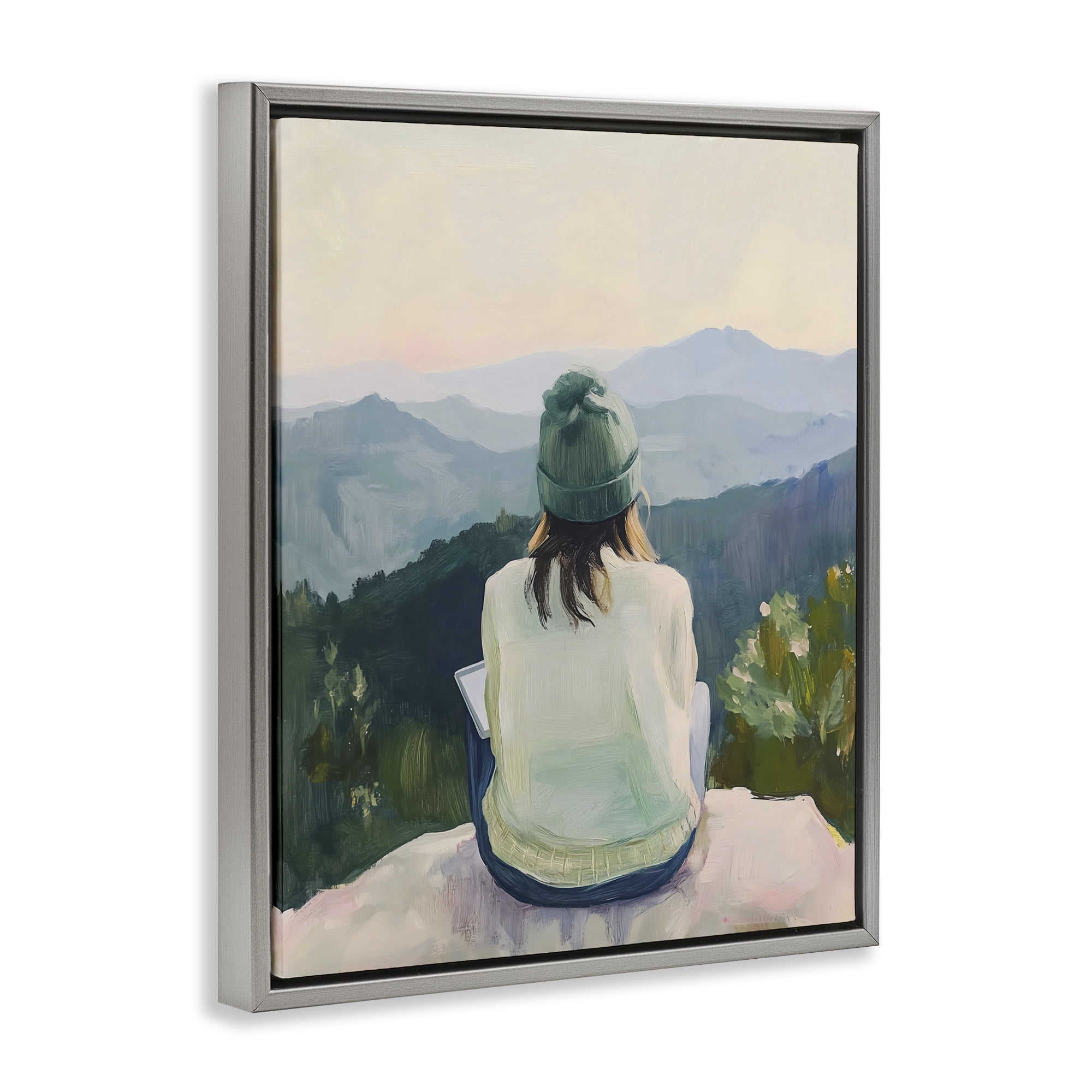 Stupell Industries Mindful Solitude Meditation View Gray Framed Floater Canvas Wall Art, design by The Prints Vibe