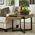 thumbnail image 2 of Weston Home Nadian Wood and Black Metal One Drawer End Table, Oak, 2 of 10