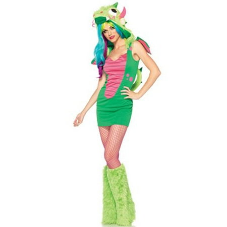 Leg Avenue Women's 2 Piece Magic Dragon Costume, Green/Pink,
