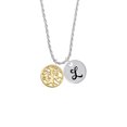 thumbnail image 2 of Delight Jewelry Goldtone Tree of Life Cutout Silvertone Script Initial Disc - L - Charm Necklace, 20"+3", 2 of 4