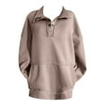 thumbnail image 4 of larppty Sweatshirts for Women 2025 Fashion Fall V Neck Button Down Long Sleeve Pullover Tops Loose Fit (Watermelon Red, XXL), 4 of 4