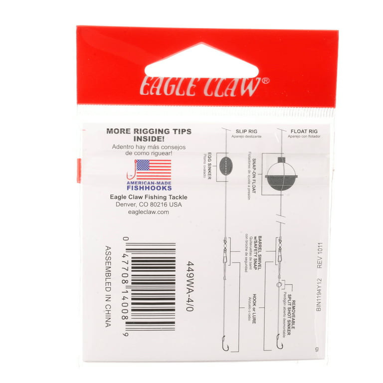 Eagle Claw 449WAH-1/0 Weedless Baitholder 2-Slice Non-Offset Hook