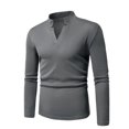 thumbnail image 2 of Yiliang V Neck Pullover Sweatshirts Knitted Shirts for Men Fall and Winter Long Sleeve Warm and Thermal Top Clothes ,Dark Gray,L, 2 of 6