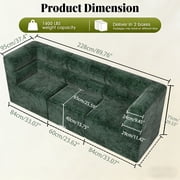 89.76 Modular Sectional Sofa, No Assembly Required Cloud Couch with Deep Seat, Modern Boneless Floor Sofa, Comfy Oversized Bean Bag Couch for Living Room, Bedroom, Apartment Green