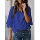 thumbnail image 1 of Tops fruncidos para mujer NikouMX Blusa casual V Manga corta M, 1 of 6