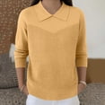 thumbnail image 2 of Women's Casual and Fashionable Lapel Long Sleeve Knitted Solid Color Top Sweater for Stylish and Versatile Outfits,Khaki,XL, 2 of 6