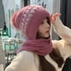 thumbnail image 3 of Gorro de mujer otoño e invierno versátil lindo gorro de punto a prueba de frío protección para los oídos protección para el cuello gorro de lana engrosado bufanda gorro integrado, 3 of 6