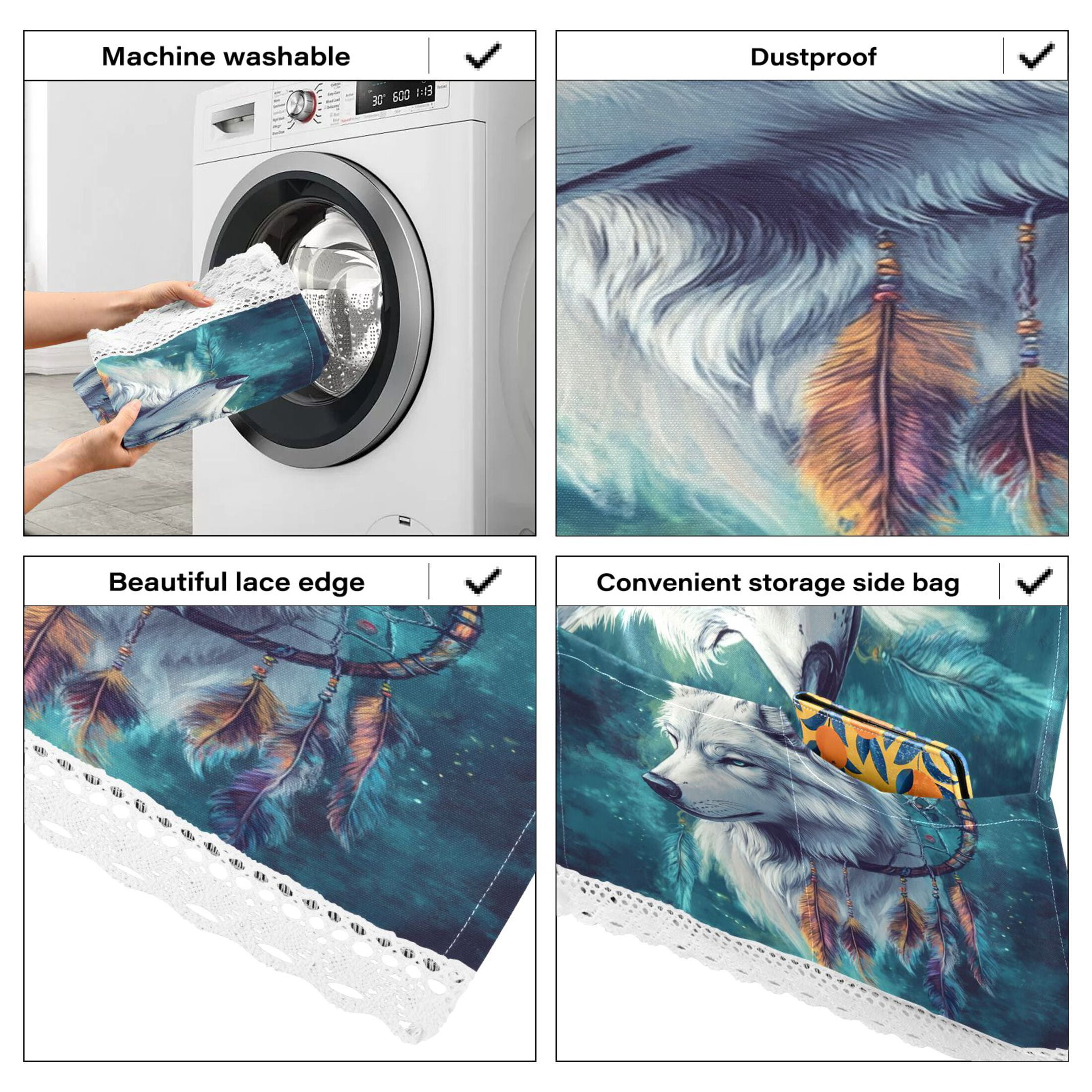 WOBOGO Wolf King Dreamcatcher Washing Machine Cloth Dryer Refrigerator Top Cover Protective Non-Slip Mat For Kitchen Laundry