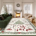 thumbnail image 2 of HOMERRY Xmas Rug Christmas Home Decor Tree Border Area Rug Washable Non-slip 4' x 6' Modern Throw Rug for Living Room Indoor Green/Beige Carpet, 2 of 5