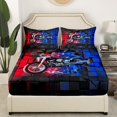 thumbnail image 3 of Erosebridal Black Dirt Bike Bed Sheets Set Queen Size,Geometric Plaid Bedding Sets Queen Size,Extreme Sports Bed Sheets Queen,Microfiber Buffalo Room Decor,4-Piece, 3 of 7