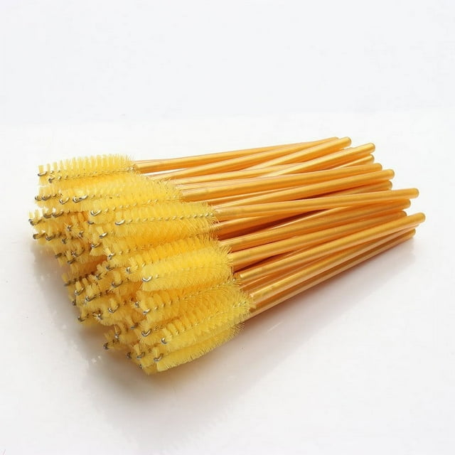 Nvzi 100 piezas de cepillos desechables para rímel de pestañas, extensiones de pestañas, cejas y maquillaje (amarillo)
