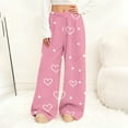 thumbnail image 2 of hotojiny Fleece Pajama Pants for Women Valentine's Day Heart Graphic Fluffy Sleep Pants Lightweight Warm Wide Leg Pj Bottoms, 2 of 7