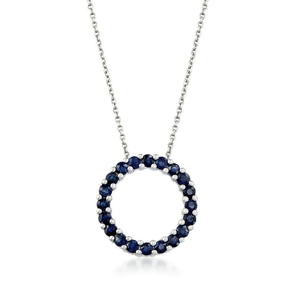 Ross-Simons 1.00 ct. t.w. Sapphire Circle Of Eternity Necklace in Sterling Silver, Women's, Adult