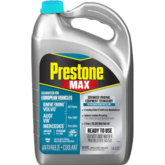Prestone Max 50% European Lit Blue Af 6110 Antifreeze/Coolant, 1 Gallon