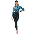 thumbnail image 6 of IBTOM CASTLE Womens Muslim Islamic Long Sleeve Burkini Swimsuits Swimwear Modest Hijab Top+Pants Rashguard Full Cover Floral Bathing Suit M Blue - Palmetto Leaf, 6 of 7