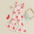 thumbnail image 4 of Okbabeha Valentine's Day Baby Girl Rompers Sleeveless Heart Print Jumpsuit Suspender Pants, 4 of 7