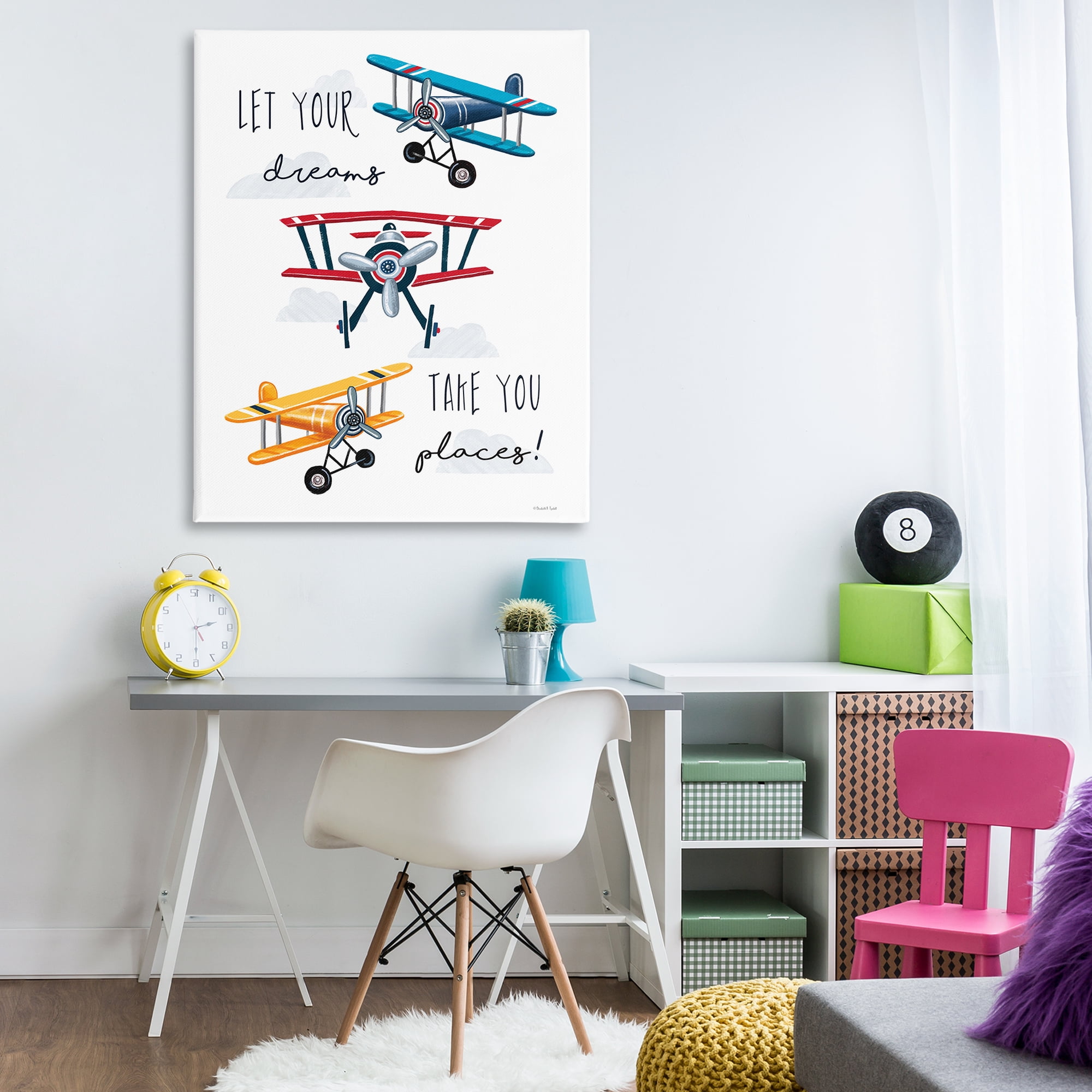 Stupell Industries Dreams Take You Places Transportation Painting Gallery Wrapped Canvas Art Print Wall Art, 36 x 48
